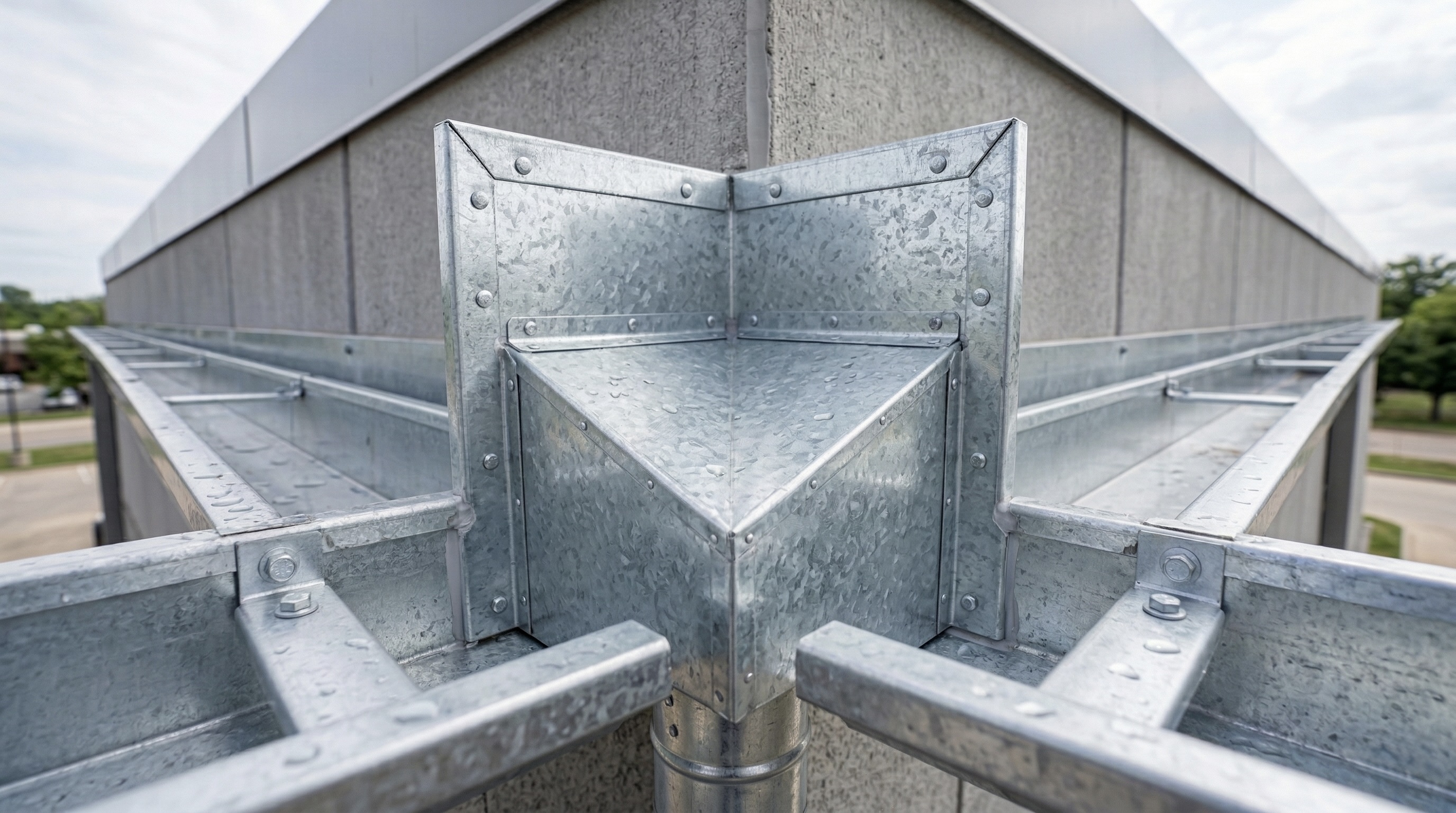 Galvanized steel splash guard for downspout discharge protection